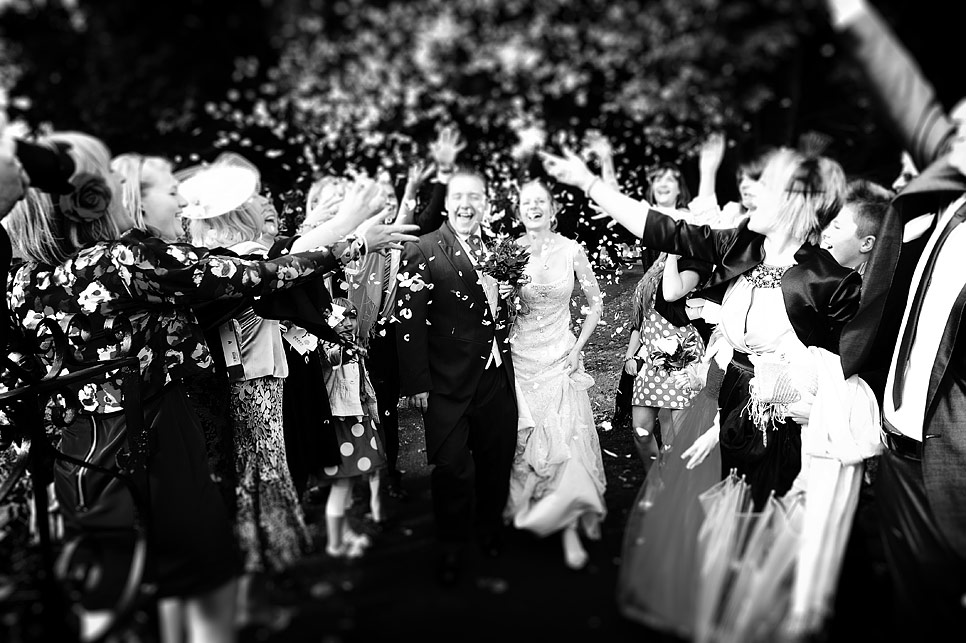 Confetti throwing over the happy couple